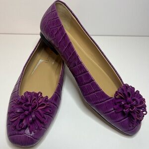 Talbots Purple Croc-Patterned Flats